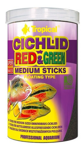 Tropical Cichlid Red Green Medium Sticks 90g Peces Cíclidos
