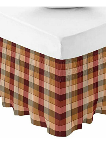  Falda Cama Rojo Cuadros 16'' King, Elástica Para Somier  Co