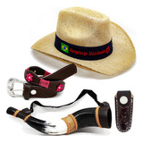 Kit Infantil Country Chapeu Palha Berrante + Bainha Couro