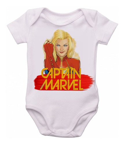 Body Bebê Luxo Capitã Marvel Heroi Feminina Vingadores Aveng