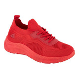 Sneaker Casual Prw95021 Forro Confort Acojinado Rojo Logo
