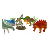 Kit 9 Dinossauro Animais Selvagens Borracha Brinquedos Dino