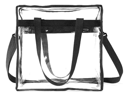 Bolso Tote Transparente Color Negro Diseño De La Tela Liso