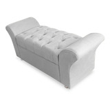 Recamier Baú Estofado King 195cm Salão Veneza Corino Branco