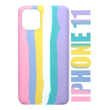 Case Capinha Aveludada P/ iPhone 11 Tela 6.1 Arco Iris Candy