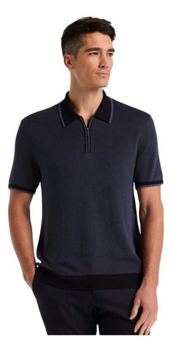 Polo Perry Ellis Vintage Indigo Con Cremallera De Caballero