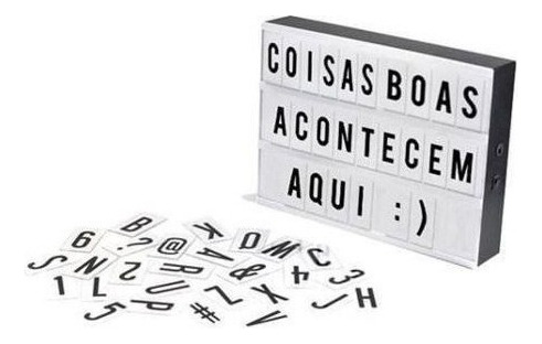 Luminária Letreiro Light Box A4 + 96 Letras Cabo Usb Ou Pilh