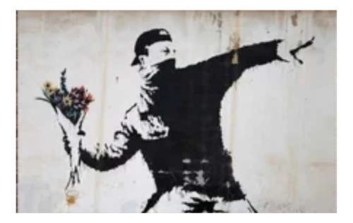 Poster Quadro Em Mdf Banksy Buque Flor