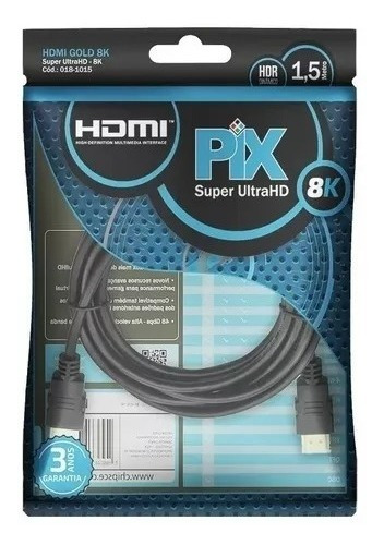 Cabo Hdmi 2.1 8k Hdr Estático E Dinâmico Ultra Hd 1,5 Metros