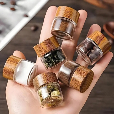 Frascos De Vidrio Mini Con Tapa De Bambú Para Especias Nude