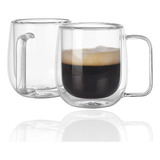 Taza Cafe Doble Pared Vidrio Borosilicato 350 Ml Pocillo