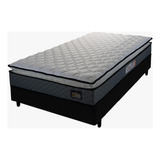 Cama Box Solteiro Colchão D45 Pillow Top Strong Cinza/preto