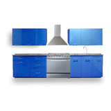 Cocina Integral Moderna Nantes Derecha P/estufa 3.20m Azul.