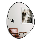 Espelho Orgânico Grande Decorativo 80x60 Couro + Suporte