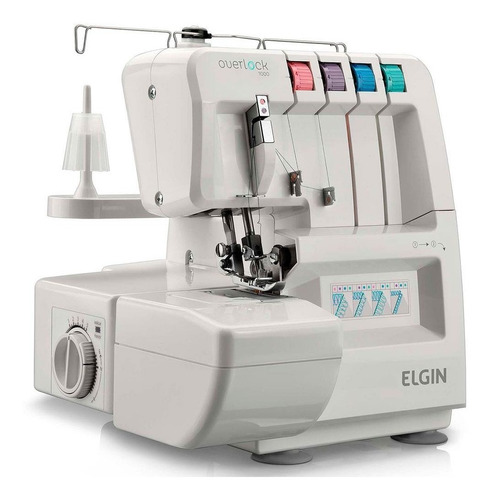 Máquina De Costura Overlock Elgin 1000 Portátil Branca 127v