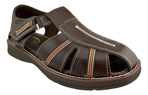 Huarache Artesanal Para Caballero De Piel Moka 345