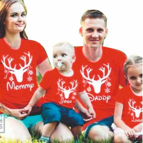 Camisetas Navideñas Venados Navidad Para La Familia X 1