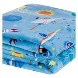 Cobertor Frio Intenso Infantil Menina Menino Mantinha Bouti Cor Azul Desenho Do Tecido Astronauta