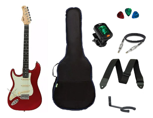 Kit Guitarra Tagima Tg500 Strato Candy Apple Canhota