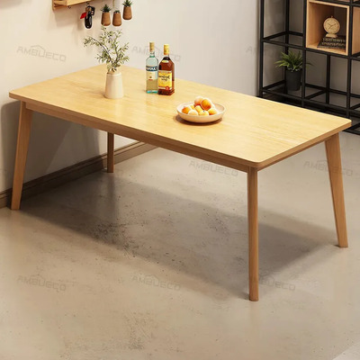 Ambueco Mesa Elegante Rectangular De Oficina Y Comedor Eames 110cm*60cm*75cm Madera Natural Comedor Minimalista Armable Para Cocina | Envío gratis