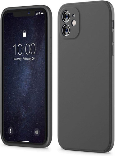 Cellbox Carcasa Full Silicona Cubre Cámaras Para iPhone 12 (2 Cámaras) Color Gris