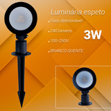 Espeto Luminaria Para Jardim Cob Led 3w Branco Quente 3000k Cor Da Carcaça Preto Cor Da Luz Verde 110v/220v (bivolt)