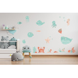 Vinilo Decorativo Infantil Animales Marinos Peces Mar Delfin