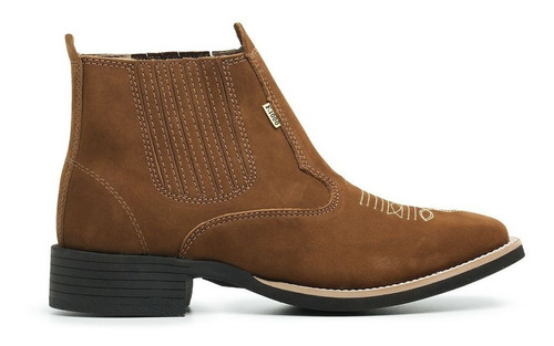 Bota Masculina Texana Cano Curto Macia Confortavel Couro