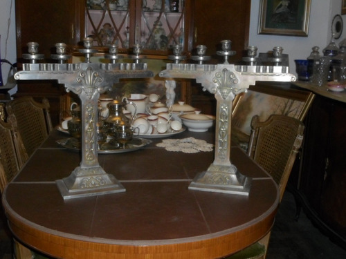 834- Candelabros Antiguos Bronce Macizo 5 Kg, C/u  2 Unid.