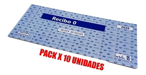Talonario Recibo N° 0 Pesos Nivel 10 2020 Pack X 10 Unidades