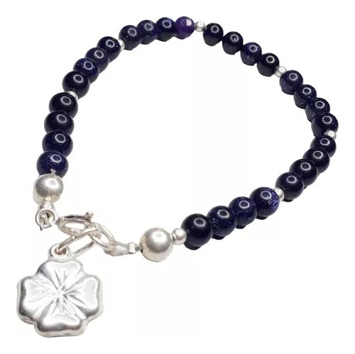 Pulsera Plata 925 Flor Y Lluvia De Estrella 6mm Pp449 Reina 