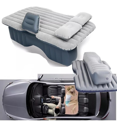 Colchon Inflable Con Compresor 12v Y 2 Almohadas Para Auto