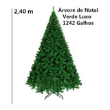 Árvore De Natal Pinheiro Luxo Verde 2,40m C/ 1242 Galhos