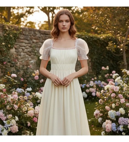 Vestidos De Gasa Casuales Largos Blanco Mujer