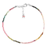 Pulsera De Cuentas Delicadas De Turmalina Multicolor, Regalo