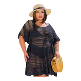 Saida De Praia Plus Size Tricot  Manguinha 48 Ao 54