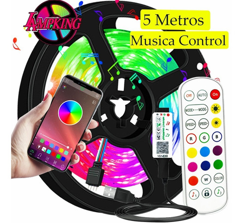 Tira Rgb Led 5 Metros Luces Led Bluetooth Decorativa Pro App