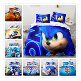 Juego De Funda Nórdica De 3 Piezas Juego De Cama Sonic Carto