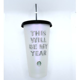 Vaso Reusable Starbucks Con Tapa Y Popote Con Swarovski