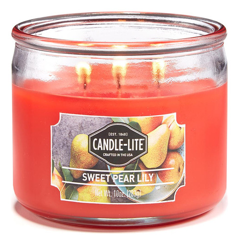 Vela 10 Oz Tres Mechas Sweet Pear Lily Candle Lite (1879024)