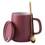 Tazas De Cerámica Con Tapa Y Cuchara, Taza De Café Ligera En