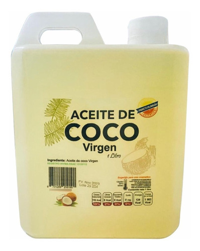 Aceite De Coco Virgen 2 Litros - L a $42500