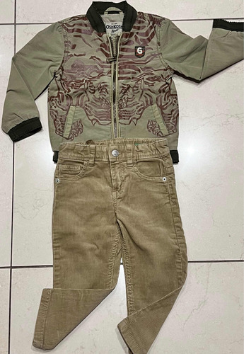 Combo Pantalón Corderoy Benetton Y Campera Oshkosh T. 2