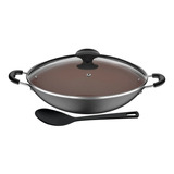 Wok Teflonado Con Tapa De Vidrio 32cm Vermont - Tramontina Color Cobre