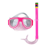 Kit De Mergulho Snorkel E Mascara De Natação Infantil Rosa