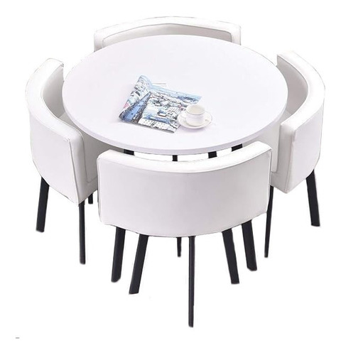 Mesa Minimalista Comedor De 1 X 1 Mt  4 Sillas Eco Cuero