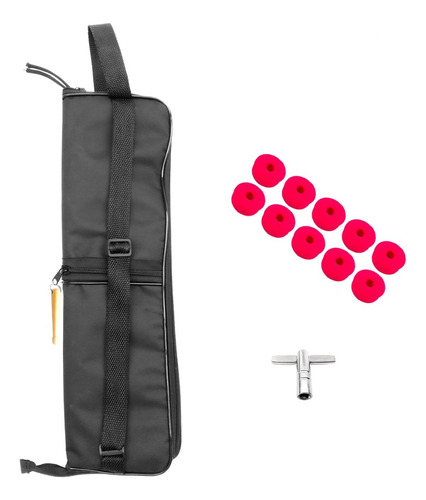 Kit Bateria Bag Baquetas Feltros Chave De Afinação + Brinde