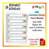 500 Cartones Bingo De 3 Rondas 5 Cartones Por Hoja 100 Hojas