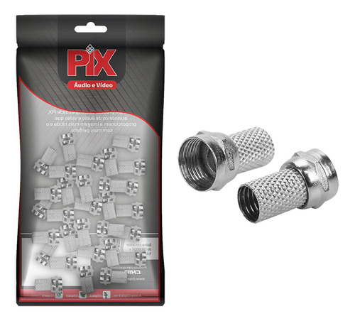 Kit 100 Conector F Rg6 Rosca P Cabo Coaxial Qualidade Pix