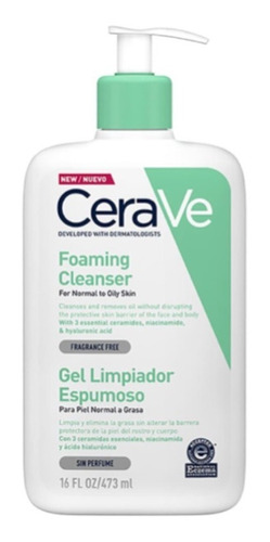 Gel Limpiador Cerave Espumoso Piel Normal A Grasa 473 Ml